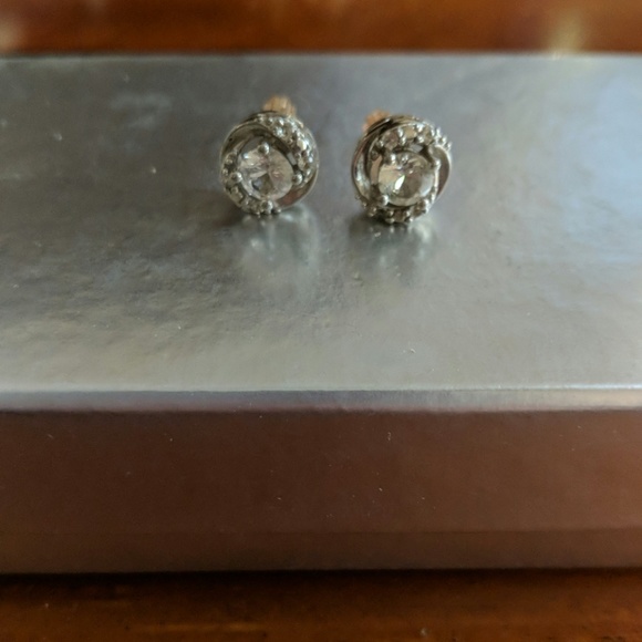 Silver Pavé Earrings - Picture 1 of 2